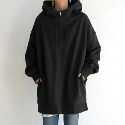 Zipper Hooded Plus Size Fleece Sweatshirt