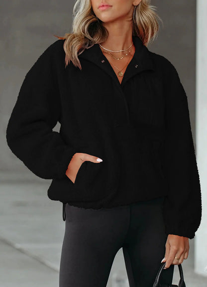 Color Block Half-Zip Pullover Sweatshirt for Women
