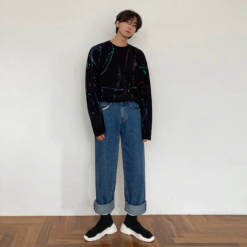 Graffiti Sweater with Loose Trendy Design