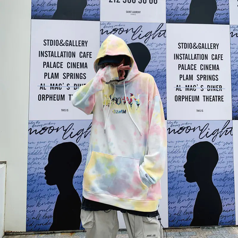 Tie-Dye Smiley Face Hoodies for Couples