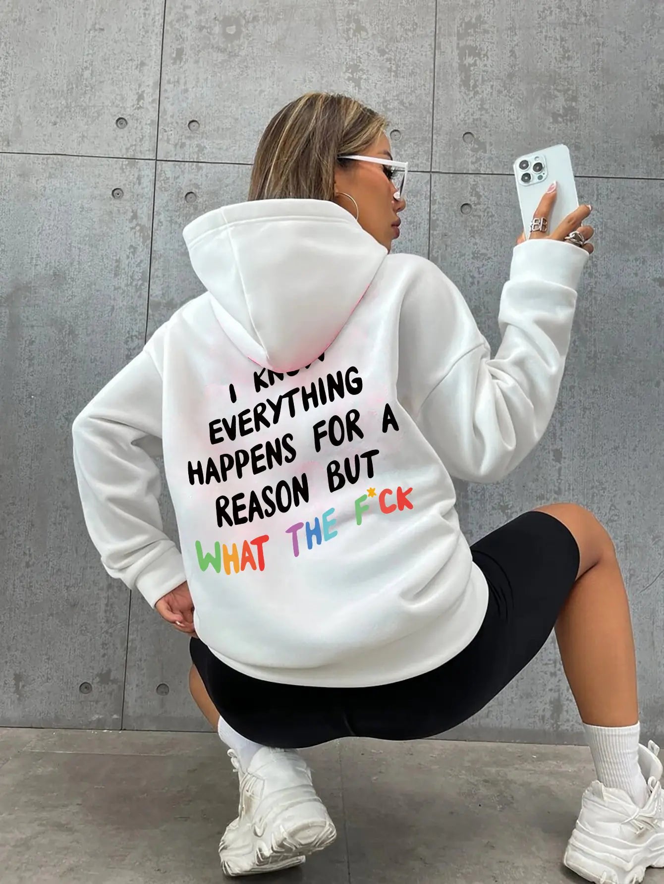 Women’s Hoodie with Drawstring and Letter Print