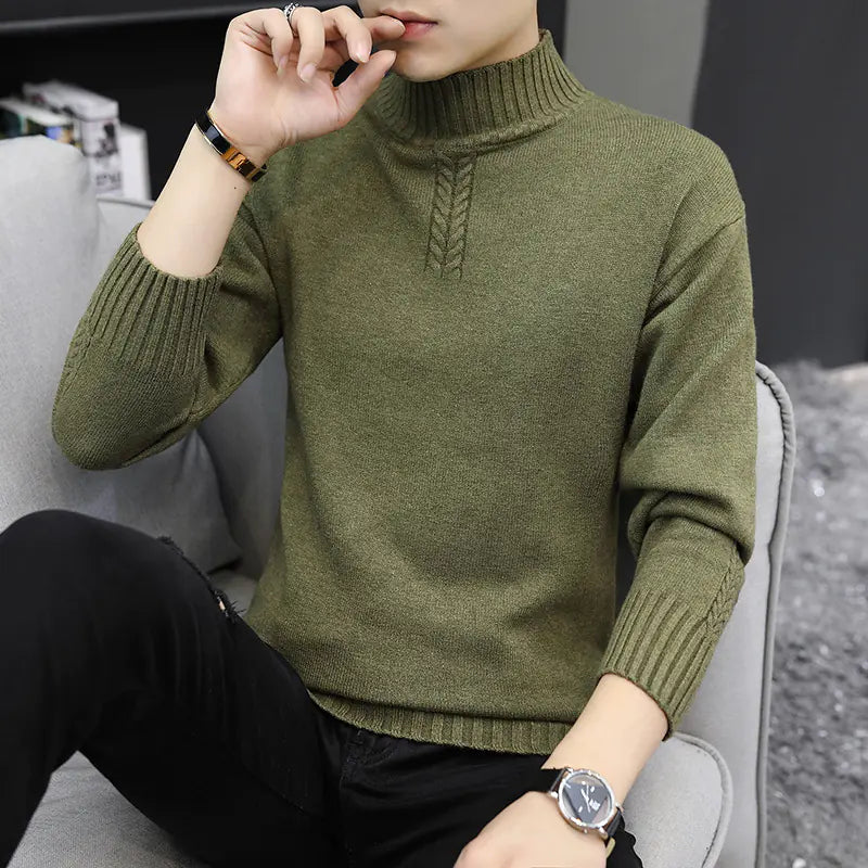 Men's Solid Color Half Collar Sweater