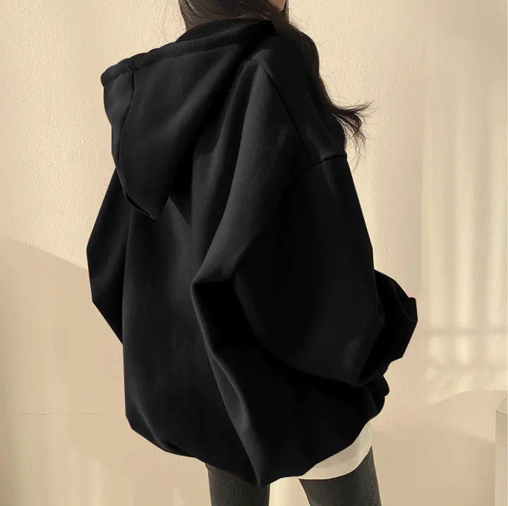 Fleece-lined Pullover Zipper Hoodie for Women