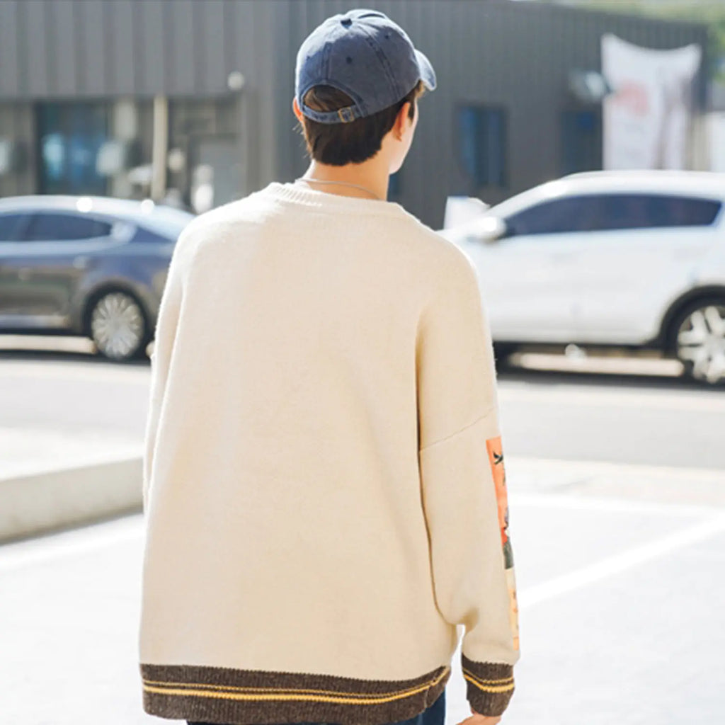 Chic Fall Round Neck Knit Sweater for Men