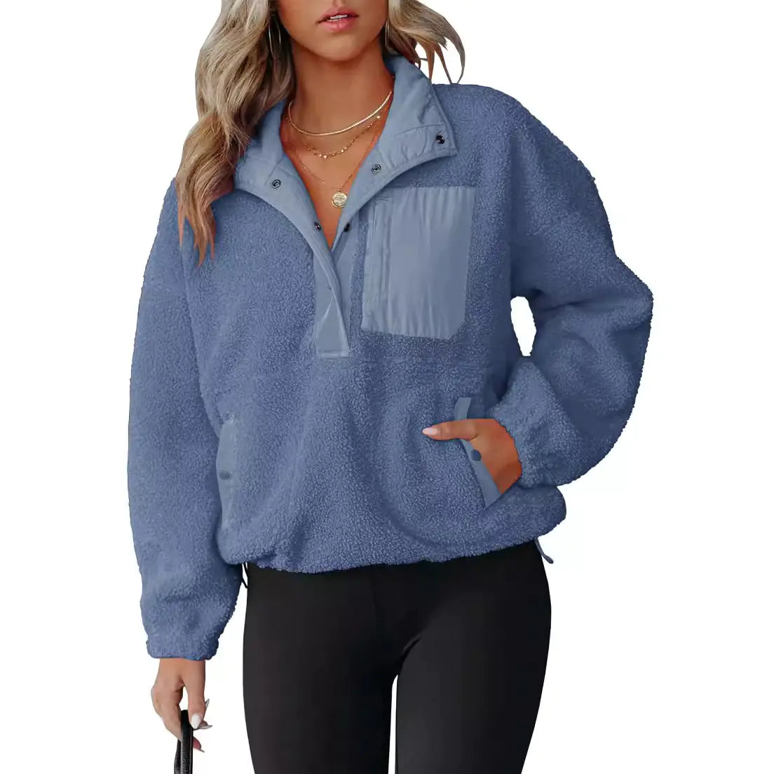 Color Block Half-Zip Pullover Sweatshirt for Women