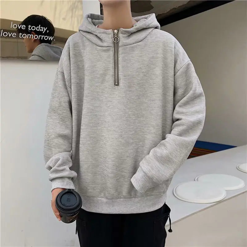 Men's Hooded Fleece Sweatshirt with Zipper - Autumn/Winter