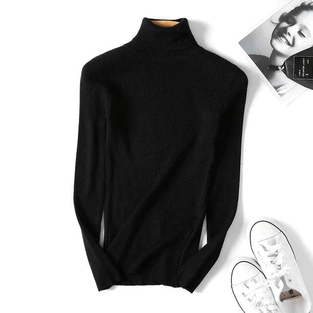 Turtleneck Sweater for Women - Slim Fit Knit Top