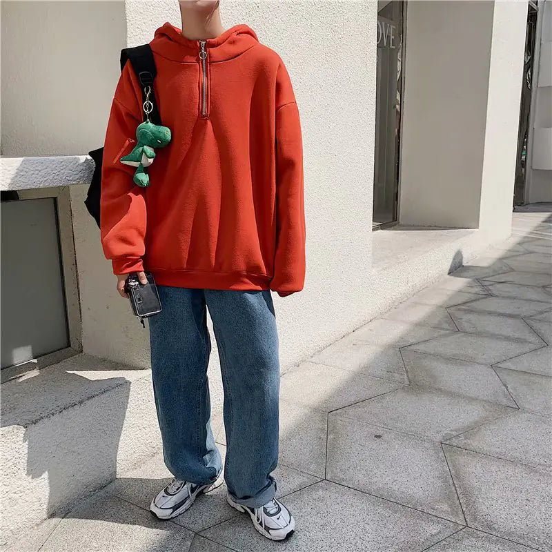 Men's Hooded Fleece Sweatshirt with Zipper - Autumn/Winter