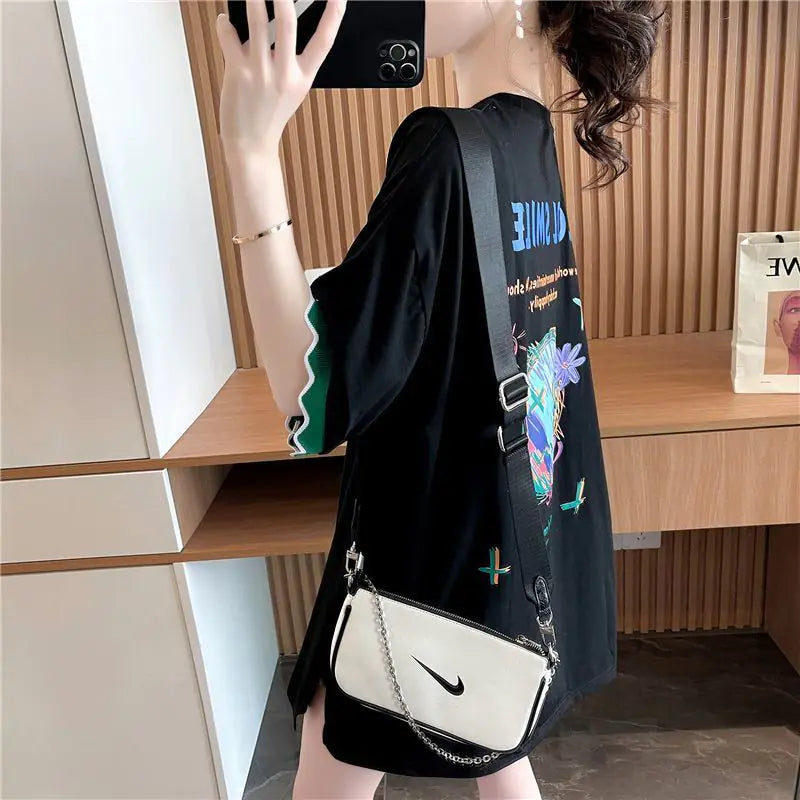 Patchwork Print Oversized Women's Casual T-Shirts